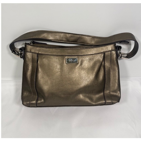 liz & co. Handbags - Liz & Co Shoulder Bag Womens Medium Bronze Metallic Faux Leather Y2K Satchel
